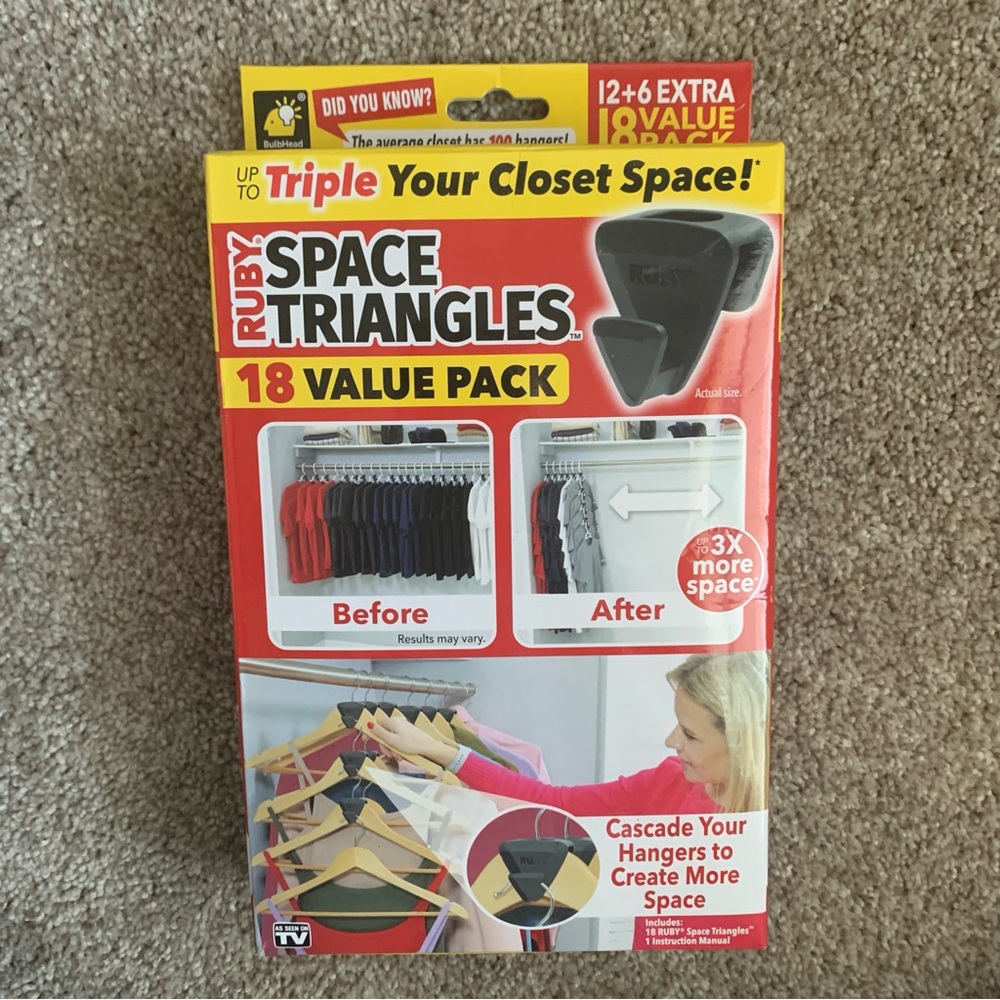 RUBY 18 Space Triangles AS-SEEN-ON-TV, Creates Up to 3X More Closet Space, NEW